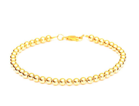 18k Gold Bead Bracelet - Women's and Men's Bracelet - 4mm