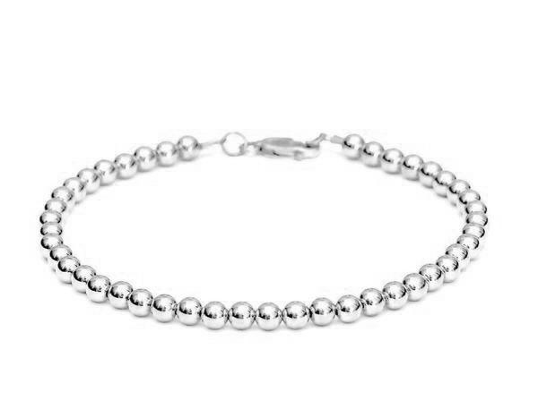 Heavy 14k White Gold Bead Bracelet - Women's and Men's Bracelet - 5mm, 8.5g
