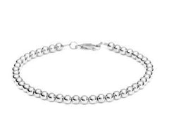 Heavy 14k White Gold Bead Bracelet - Women's and Men's Bracelet - 5mm, 8.5g