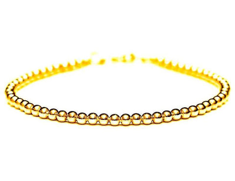 14k Gold Bead Bracelet - Men and Women's Bracelet - 3mm