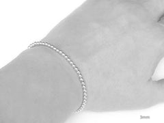 18k White Gold Ball Bead Stretch Bracelets, 3mm model