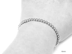 18k White Gold Ball Bead Stretch Bracelets, 4mm model