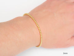 14k Gold Ball Bead Stretch Bracelets, 3mm, Men and Women's Bracelets Model