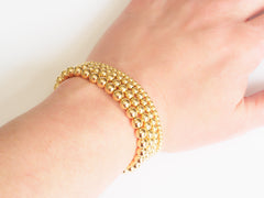 14k Gold Ball Bead Stretch Bracelets, 3mm, 4mm, 5mm, 6mm Men and Women's Bracelet Stack Model