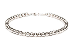 14k White Gold Bead Bracelet - Women and Mens Bracelet - 4mm