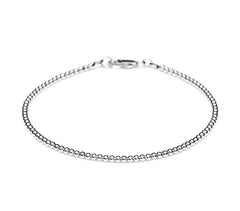 18k White Gold Bead Bracelet - 2mm - Women's or Men's Bracelet