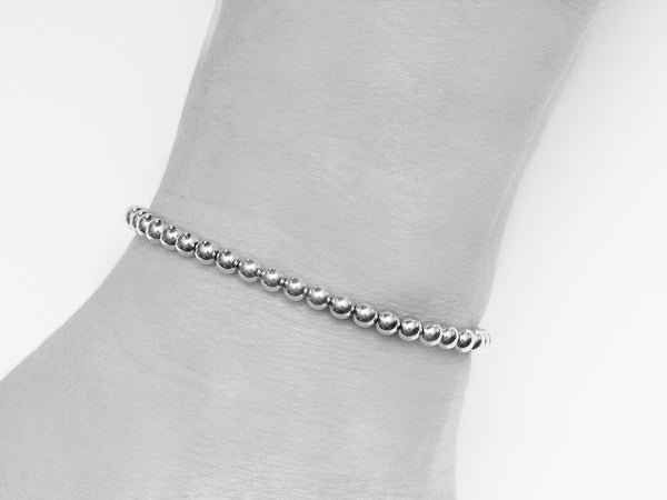 18k White Gold Bead Bracelet - 2mm - Women or Men's Bracelet – Crystal  Casman