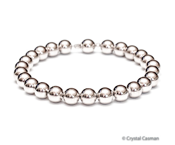 18k White Gold Bead Bracelet - 2mm - Women or Men's Bracelet – Crystal  Casman