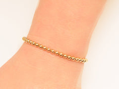 18k Gold Bead Bracelet - Women's and Men's Bracelet - 4mm - Model View