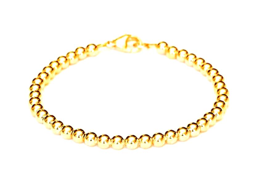 18k gold bead bracelet for men and women, 6mm, 4 grams. Durable for everyday style to dress up or down. Stack with other your other bracelets, or wear on its own.