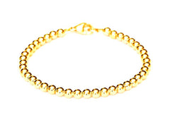 18k gold bead bracelet for men and women, 6mm, 4 grams. Durable for everyday style to dress up or down. Stack with other your other bracelets, or wear on its own.