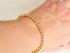 18k Gold Ball Bead Stretch Bracelets, 3mm - 6mm, Men and Women's Bracelet
