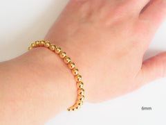18k Gold Ball Bead Stretch Bracelets, 3mm - 6mm, Men and Women's Bracelet