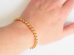 18k Gold Bead Bracelet - Women and Men's Bracelet - 6mm Model View