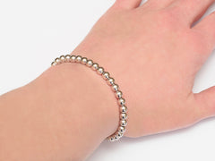 Heavy 14k White Gold Bead Bracelet - Women's and Men's Bracelet - 5mm, 8.5g Model View