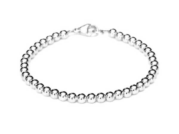 18k White Gold Bead Bracelet - Women's and Men's Bracelet - 5mm, 4g