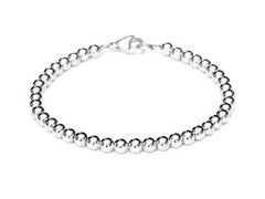 18k White Gold Bead Bracelet - Women's and Men's Bracelet - 5mm, 4g