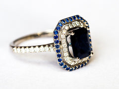 Platinum Sapphire and Diamond Engagement Ring, 1.75 ctw, 5g