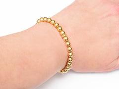 Diamond and 14k Gold Bead Stretch Bracelet - 6mm - Model View