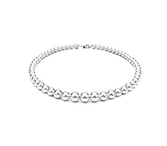 Graduated 18k White Gold Bead Necklace