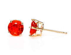 Mexican Fire Opal 14k Gold Stud Earrings - 4mm, 5mm, 6mm 2