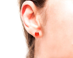 Mexican Fire Opal 14k Gold Stud Earrings - 4mm, 5mm, 6mm model view