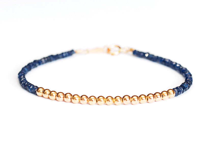 Sapphire 14k Rose Gold Bead Bracelet - Women and Men's Bracelet