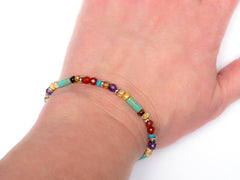 Multicolor 14k White Gold Stretch Bracelet - Women and Men's Bracelet