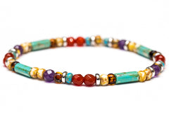Multicolor 14k White Gold Stretch Bracelet - Women and Men's Bracelet