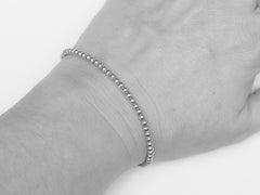 14k White Gold Bead Bracelet - Women and Men's Bracelet - 3mm