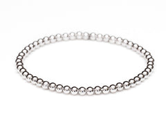 14k White Gold Bead Stretch Bracelet - Women and Mens Bracelet - 4mm