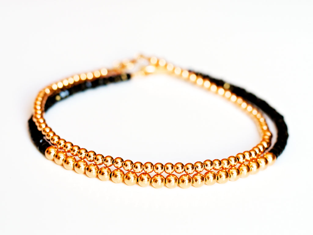 14k gold bead bracelet, 6mm, Solid gold men and women's bracelet. – Crystal  Casman