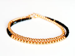 14k Rose Gold Bead Bracelet - Women and Men's Bracelet - 3mm