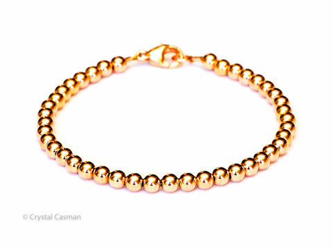 18k White Gold Bead Bracelet - Women and Men's Bracelet - 4mm – Crystal  Casman