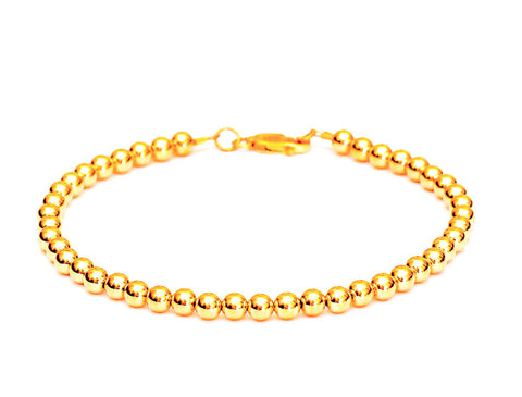 Heavy 14k Gold Ball Bead Bracelet - Women's and Men's Bracelet - 5mm