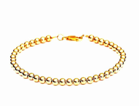 14k Gold Ball Bead Bracelet or Necklace - For Men and Women - 4mm