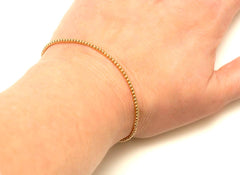 14k Gold Bead Bracelet - Women's and Men's Bracelet - 2mm, Model View 2