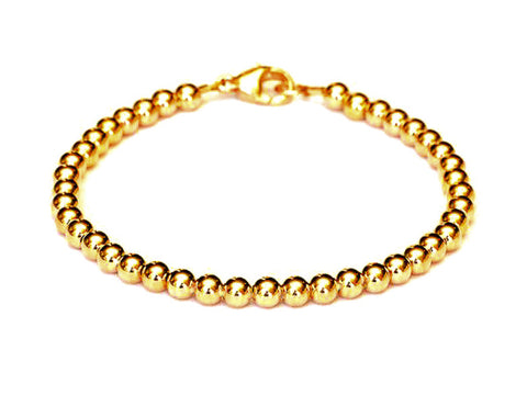 Heavy 14k Gold Ball Bead Bracelet - Women's and Men's Bracelet - 4mm, 7g