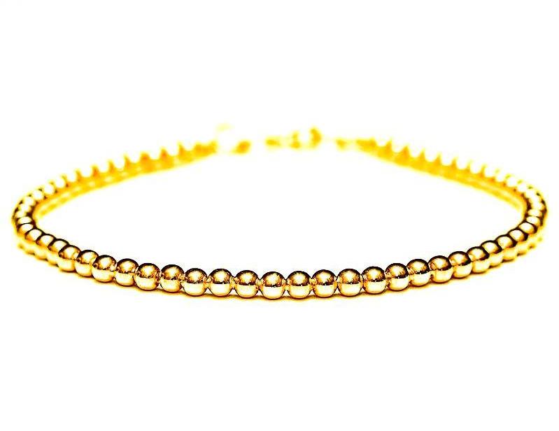 14k Gold Bead Bracelet - Men and Women's Bracelet - 3mm