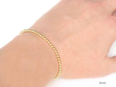 18k Gold Ball Bead Stretch Bracelets, 3mm model