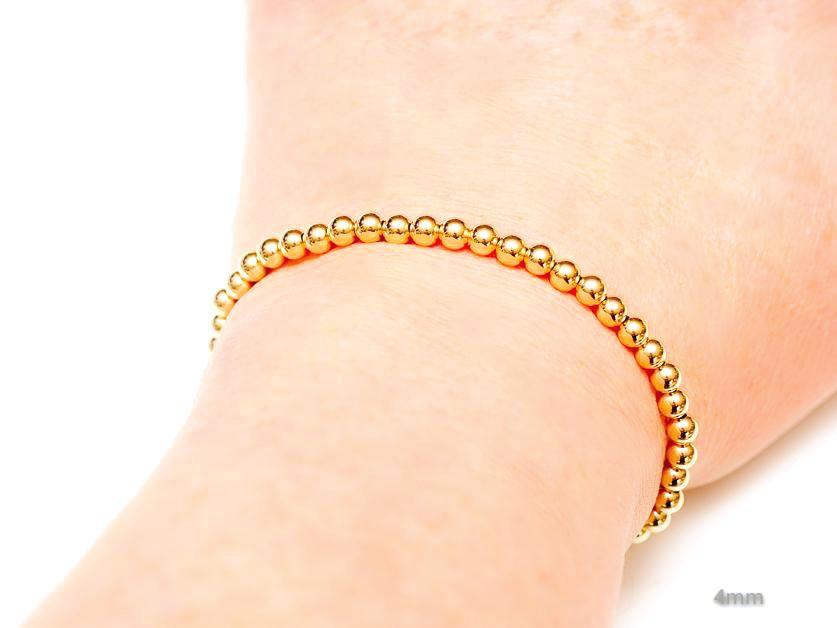 18k Gold Plated Stainless Steel 3mm 4mm 5mm Beaded Bracelets for Women  Small Beads Strand Bracelet Hand Jewelry Gift