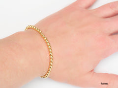 14k Gold Ball Bead Stretch Bracelets, 4mm, Men and Women's Bracelets Model