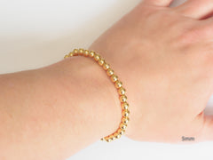14k Gold Ball Bead Stretch Bracelets, 5mm, Men and Women's Bracelets Model