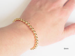 14k Gold Ball Bead Stretch Bracelets, 6mm, Men and Women's Bracelets Model