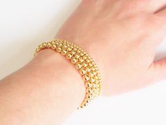 14k Gold Ball Bead Stretch Bracelets, 3mm, 4mm, 5mm, 6mm Men and Women's Bracelet Stack Model