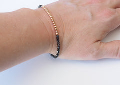 Black Spinel 14k Rose Gold Bead Bracelet - 3mm - Women and Men's Bracelet