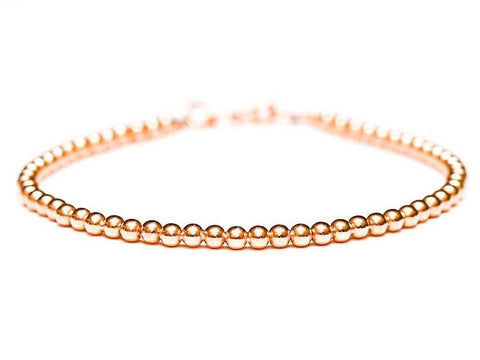 14k Rose Gold Bead Chain Bracelet - Women and Men's Bracelet - 3mm