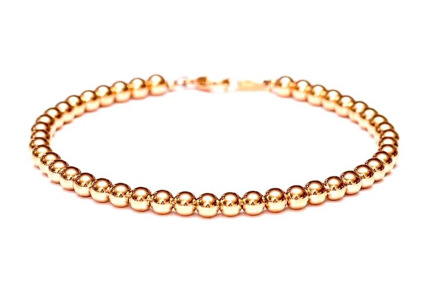 Heavy 14k Rose Gold Bead Bracelet - Women and Men's Bracelet - 4mm, 5.8g
