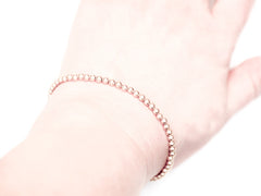 18k White Gold Bead Bracelet - 3mm - Women's or Men's Bracelet, Model View