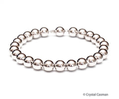 Classic 14k white gold ball large bead bracelet.  Perfect for a man or a woman.